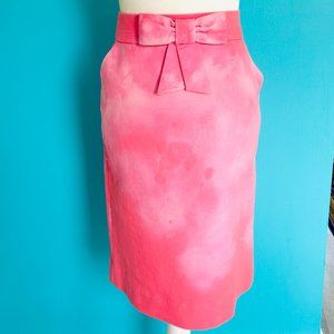 J. Crew Double serge bow pencil skirt in coral watercolor wash (size 6)